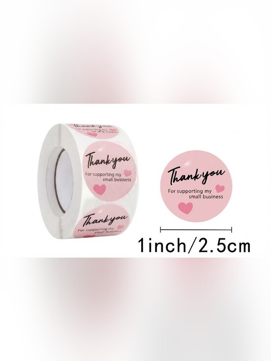 Other - Pink "Thank you" Small Business Sticker Roll -500 Count New